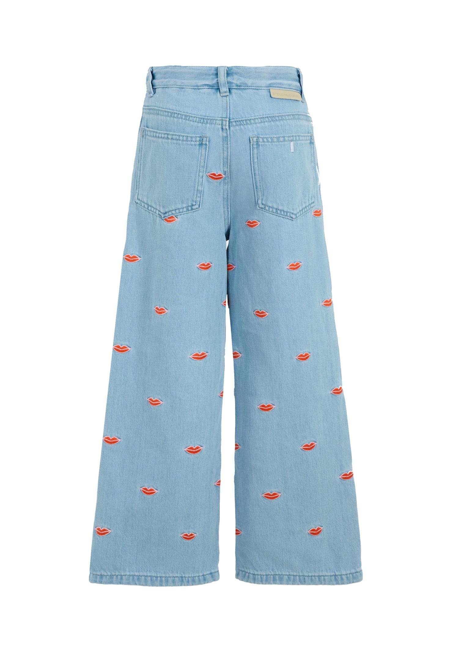 Stella Mccartney Light Blue Jeans For Girl With Mouth In Blue