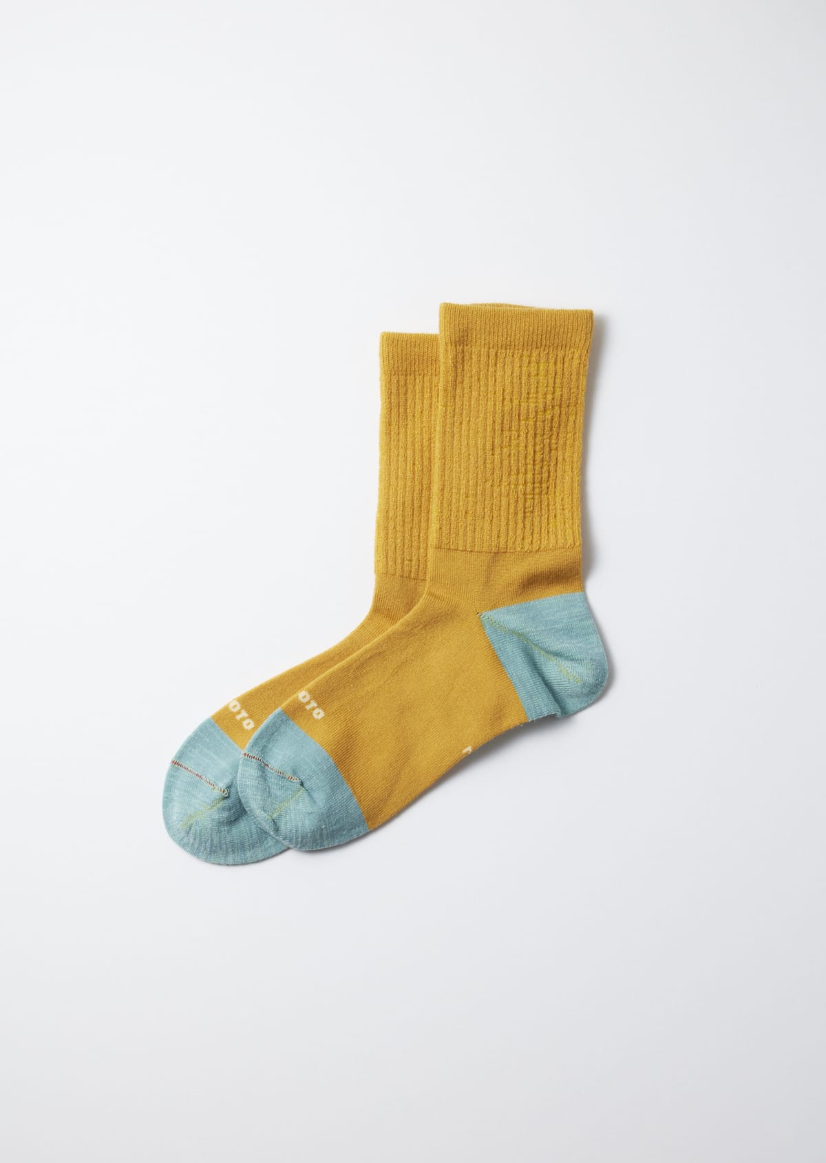Rototo Hybrid Crew Socks Merino Wool In Yellow L.blue