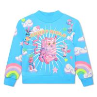 Billieblush Kids' Light Blue Sweatshirt For Girl With Multicolor Prints