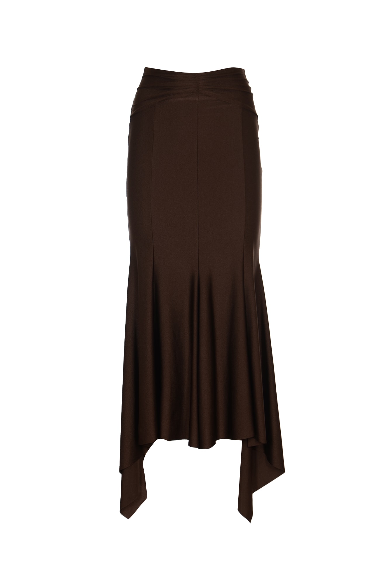 Shop Philosophy Di Lorenzo Serafini Asymmetric Rear Zip Skirt In Marrone