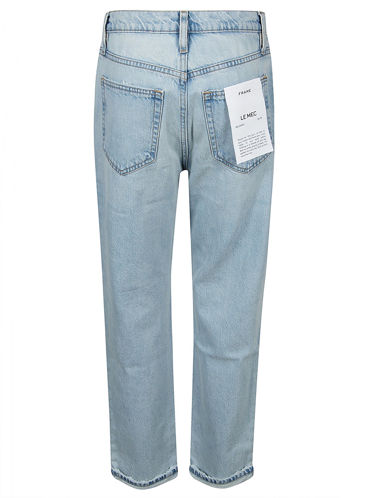 Shop Frame Button Detailed Straight Leg Jeans In Blue