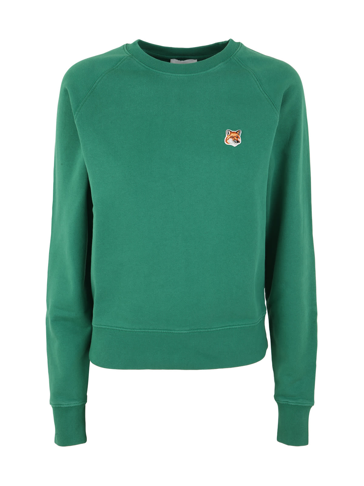 Maison Kitsuné Fox Head Patch Adjusted Sweatshirt In Deep Green