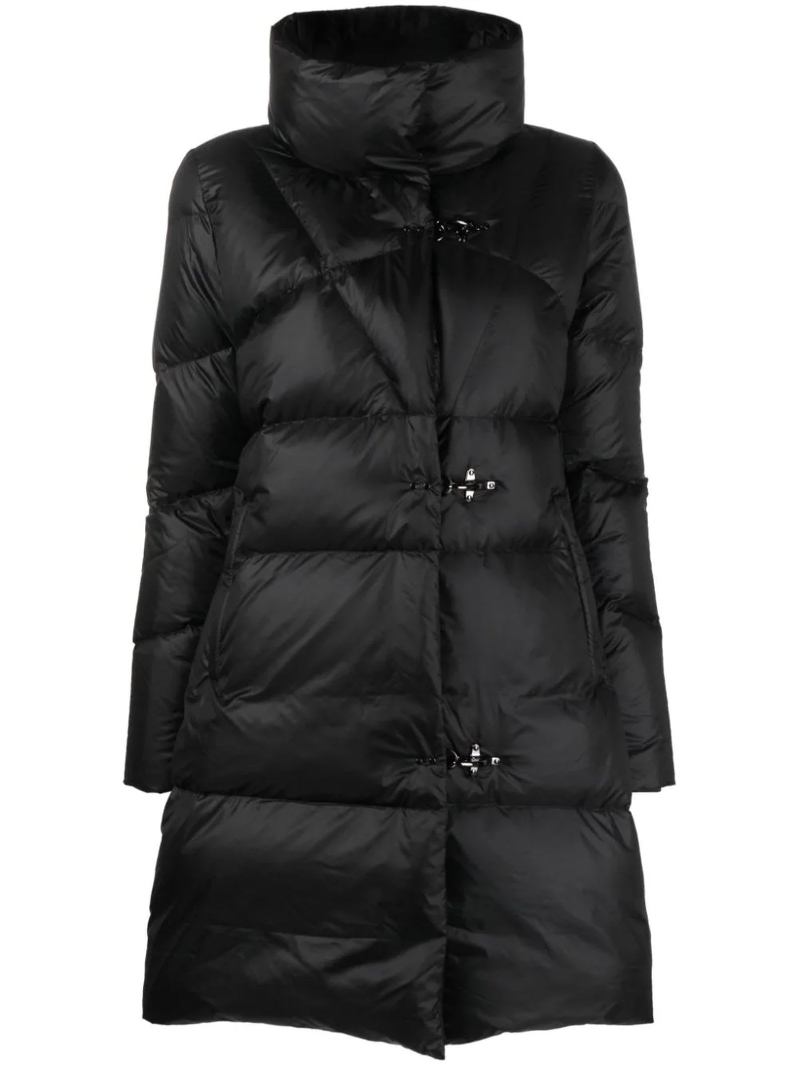 Shop Fay Black Feather Down Long Jacket