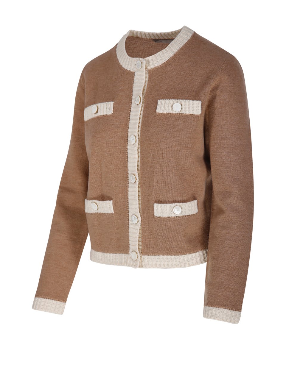 Shop Tory Burch Kendra Chunky Knit Cardigan In Camel Heather / French Cream