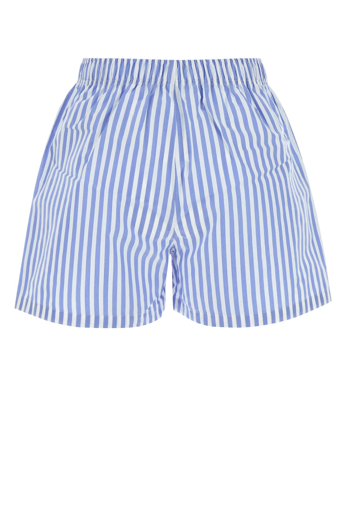 Philosophy Di Lorenzo Serafini Striped Cotton Blend Poplin Shorts In Fantasiablu