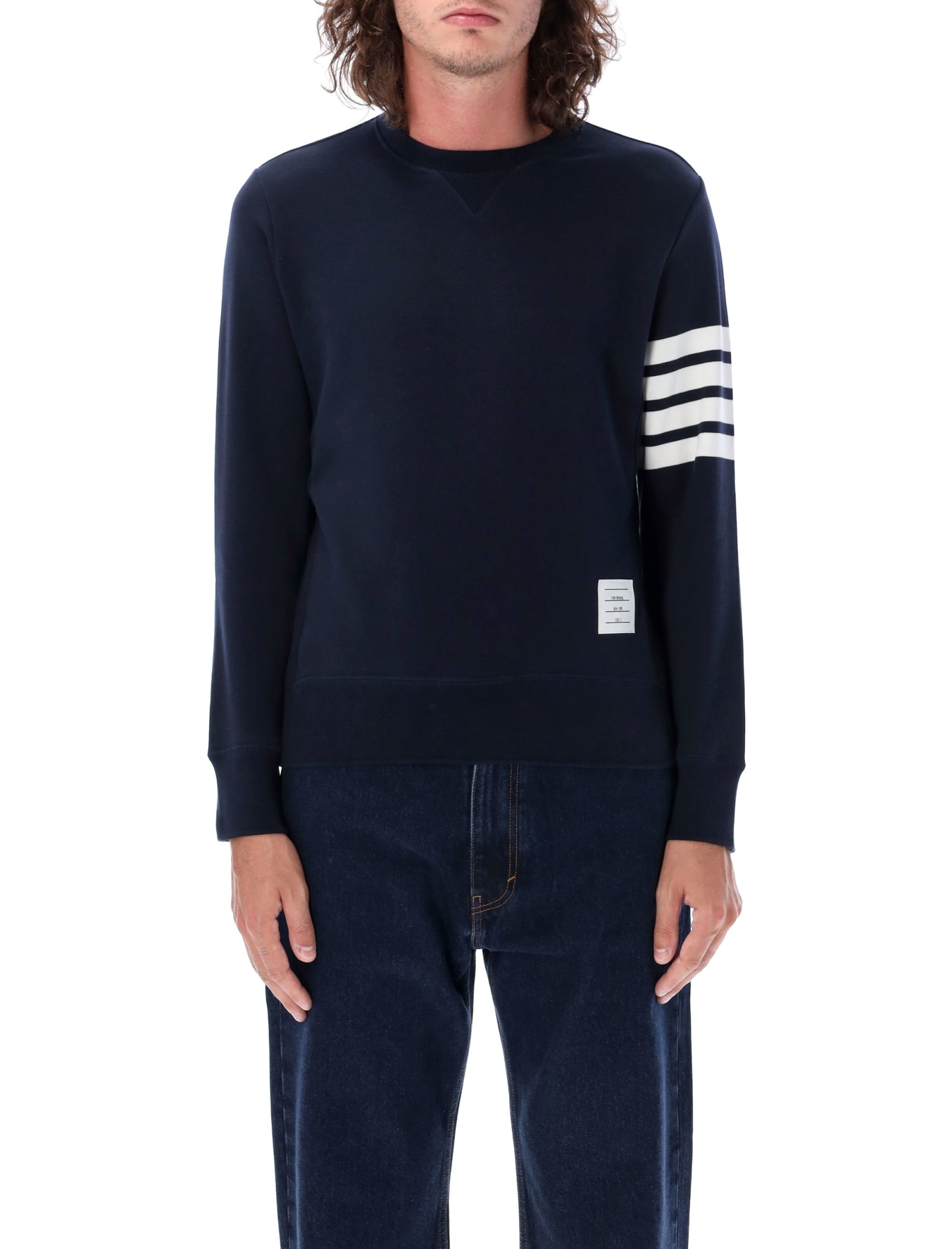 Shop Thom Browne Classic Crewneck In Navy