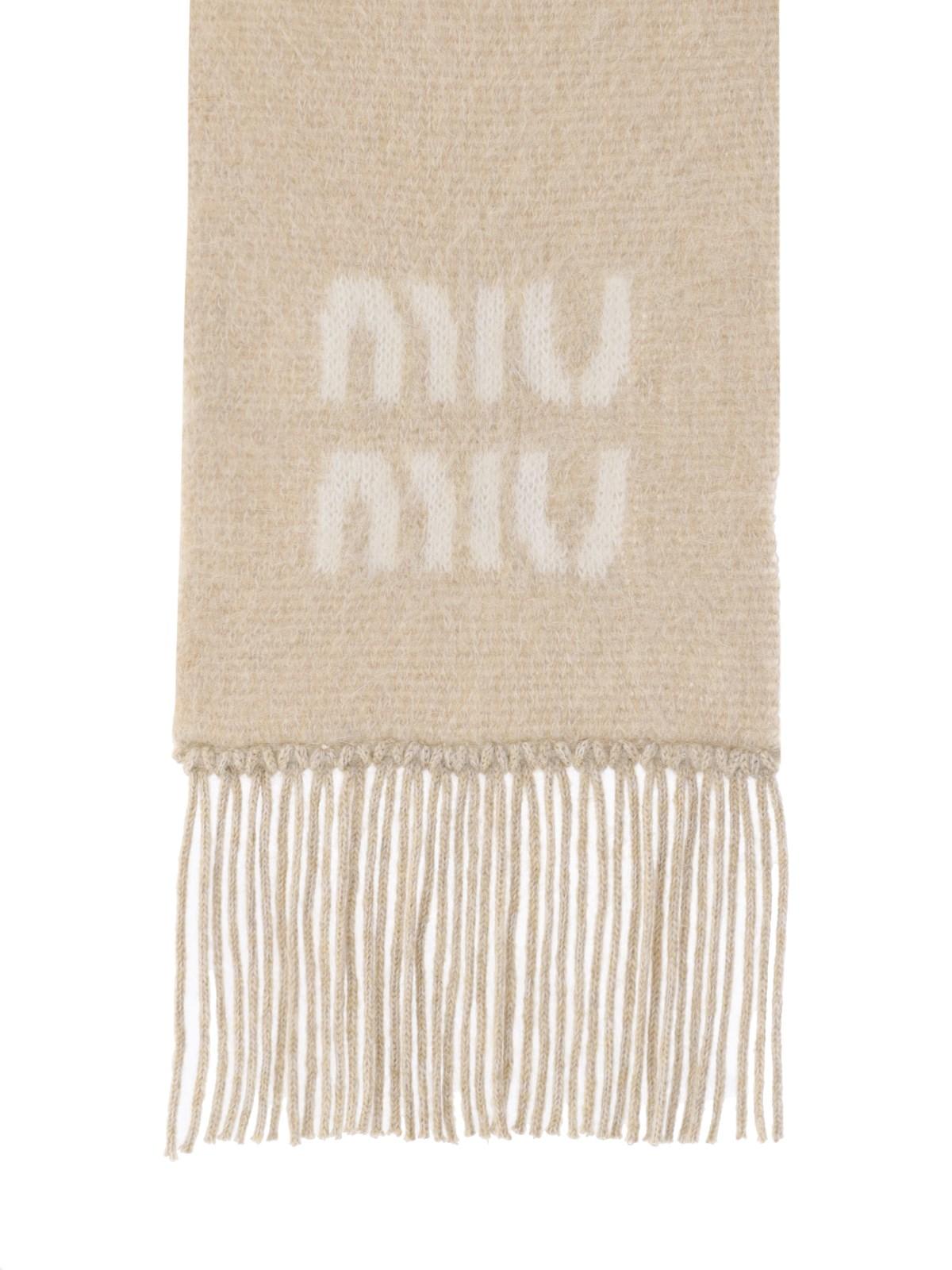 Shop Miu Miu Logo Scarf In Beige