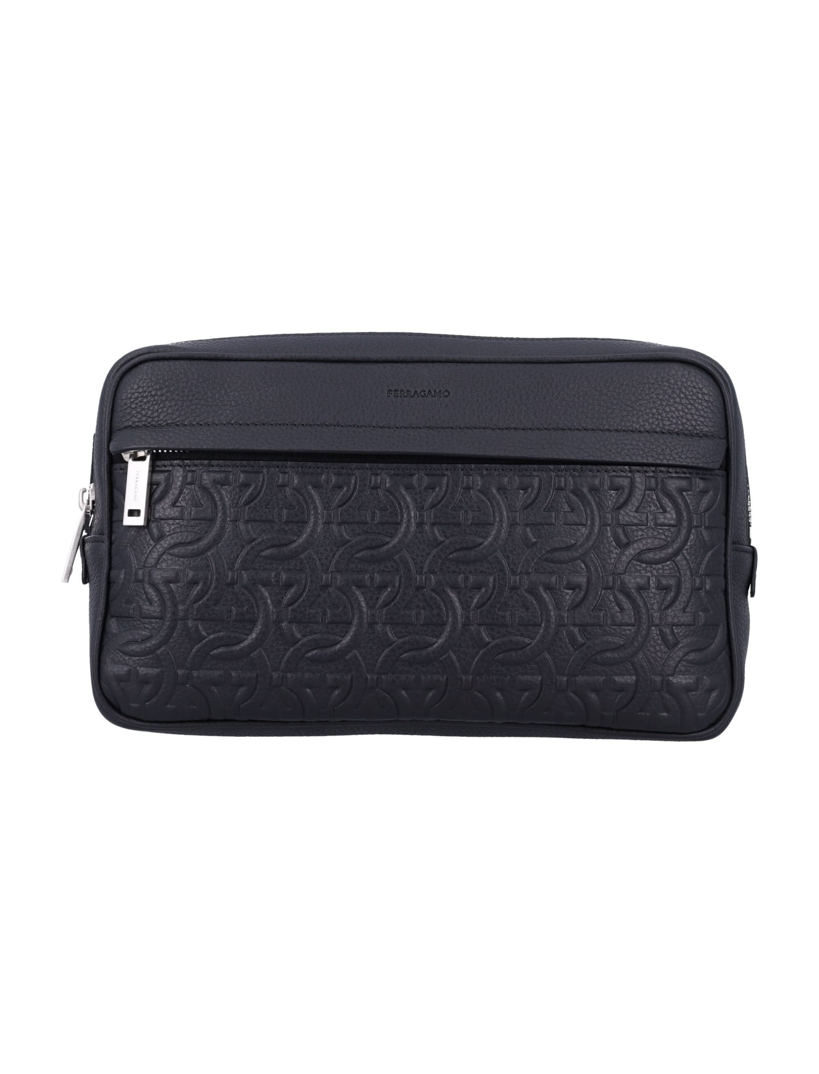 Shop Ferragamo Travel Embossed Beltbag In Nero + Nero 2402