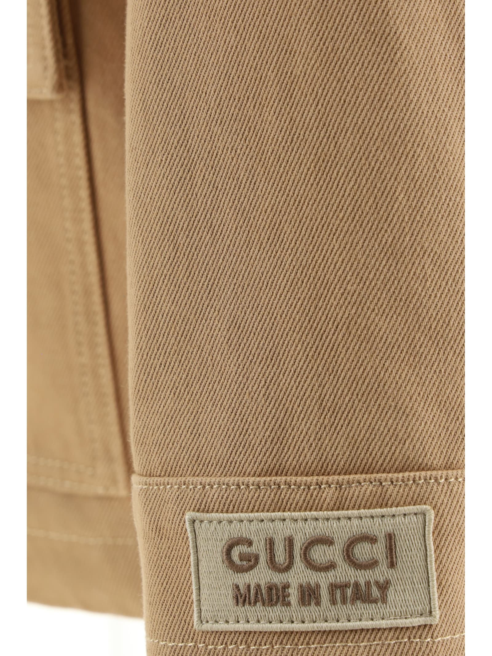 Shop Gucci Denim Jacket In Beige/mix