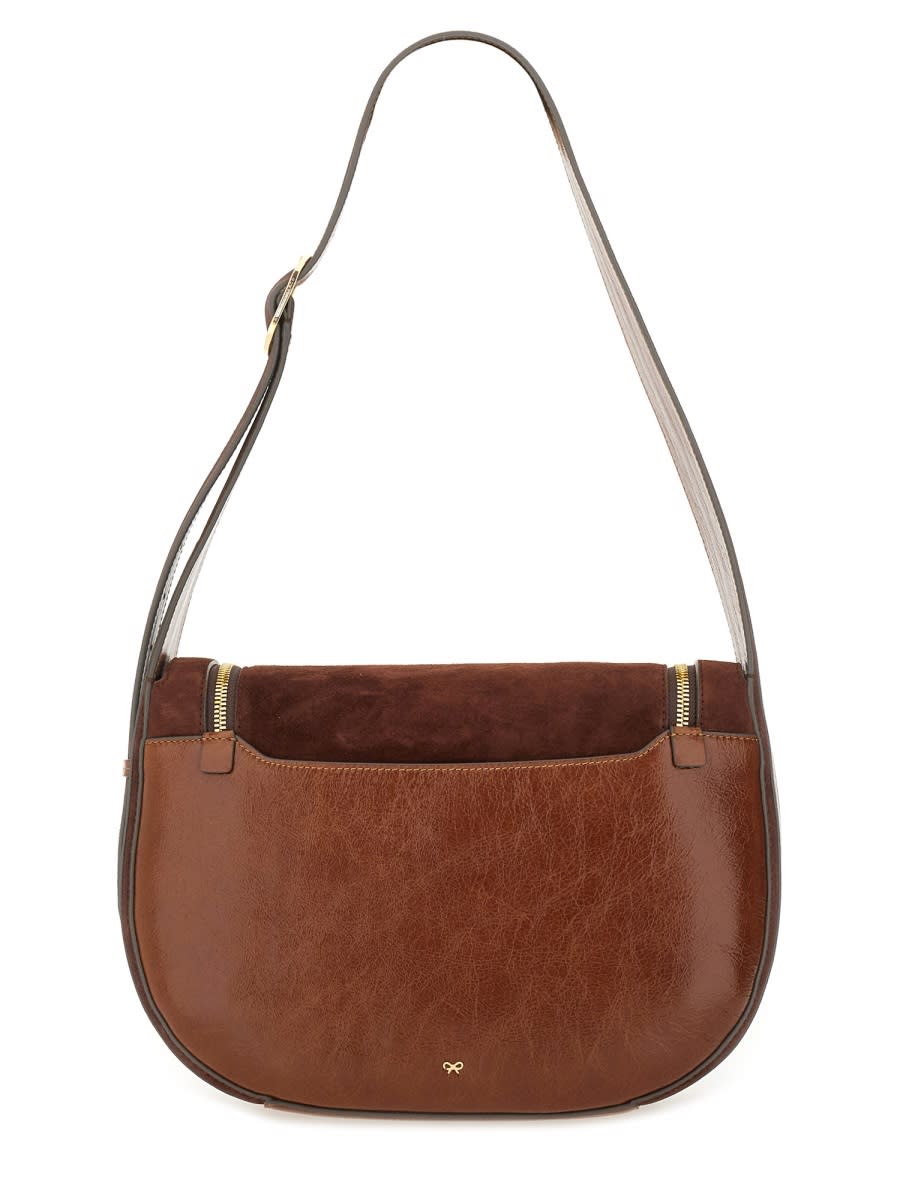 Anya Hindmarch Shoulder Bag With Adjustable Strap And Front Pocket In Brown