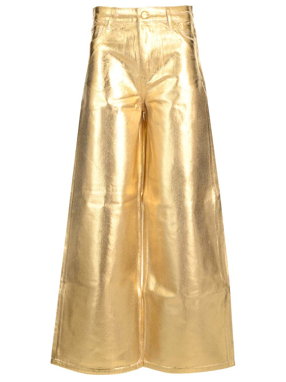 Shop Ganni Gold Foil Jeans