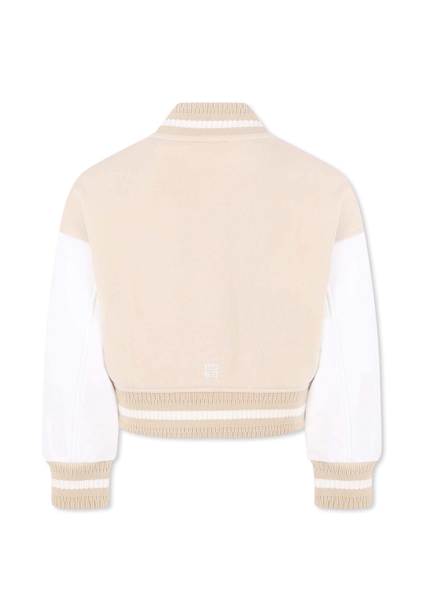 Givenchy Beige Crop Bomber Jacket For Girl With Logo In Beige