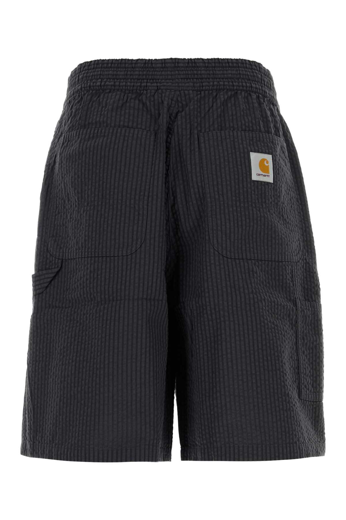 Carhartt Wip Embroidered Cotton Toland Short In Black