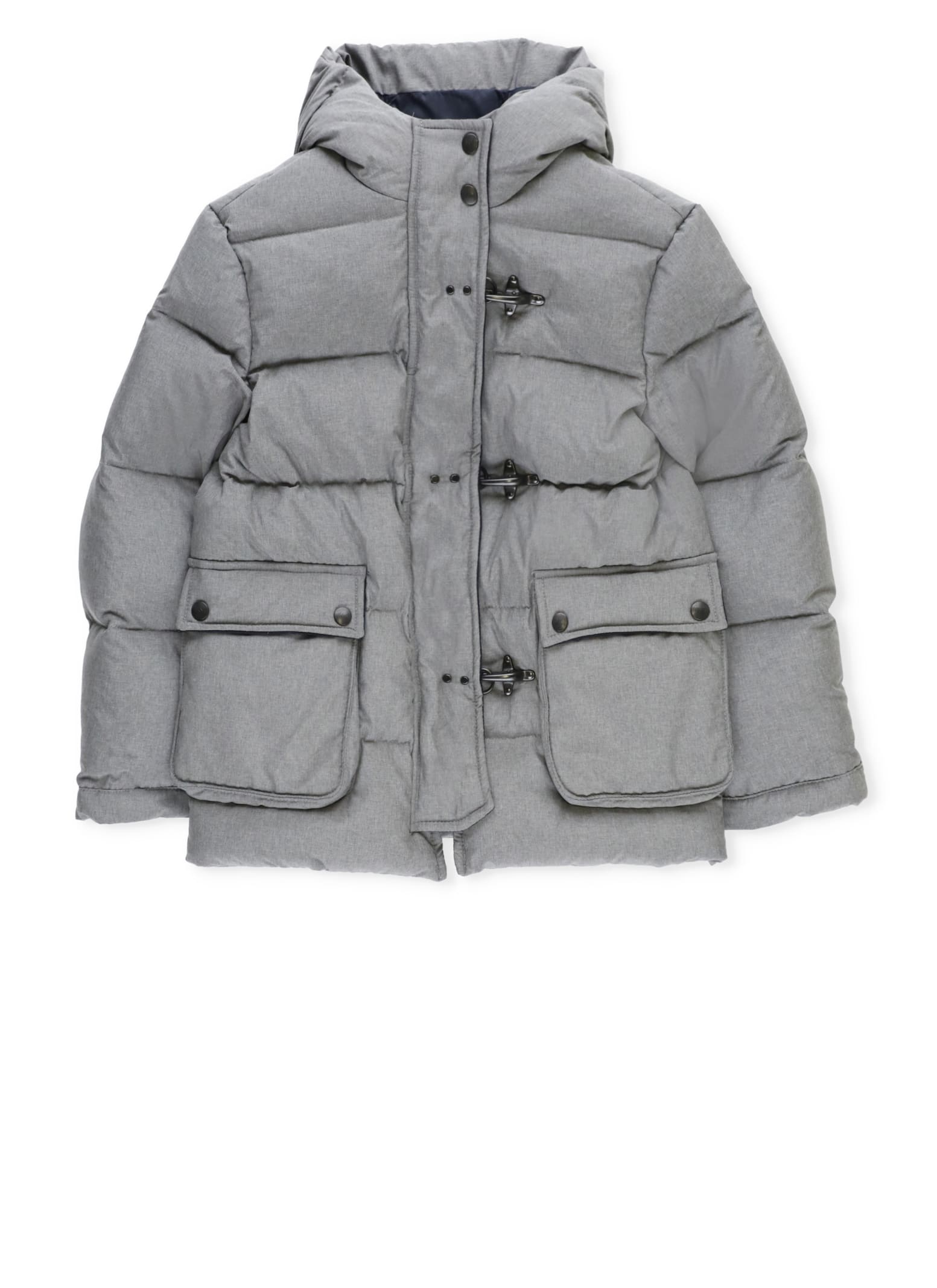 Fay Grey 3 Ganci Hooded Down Jacket In Grey