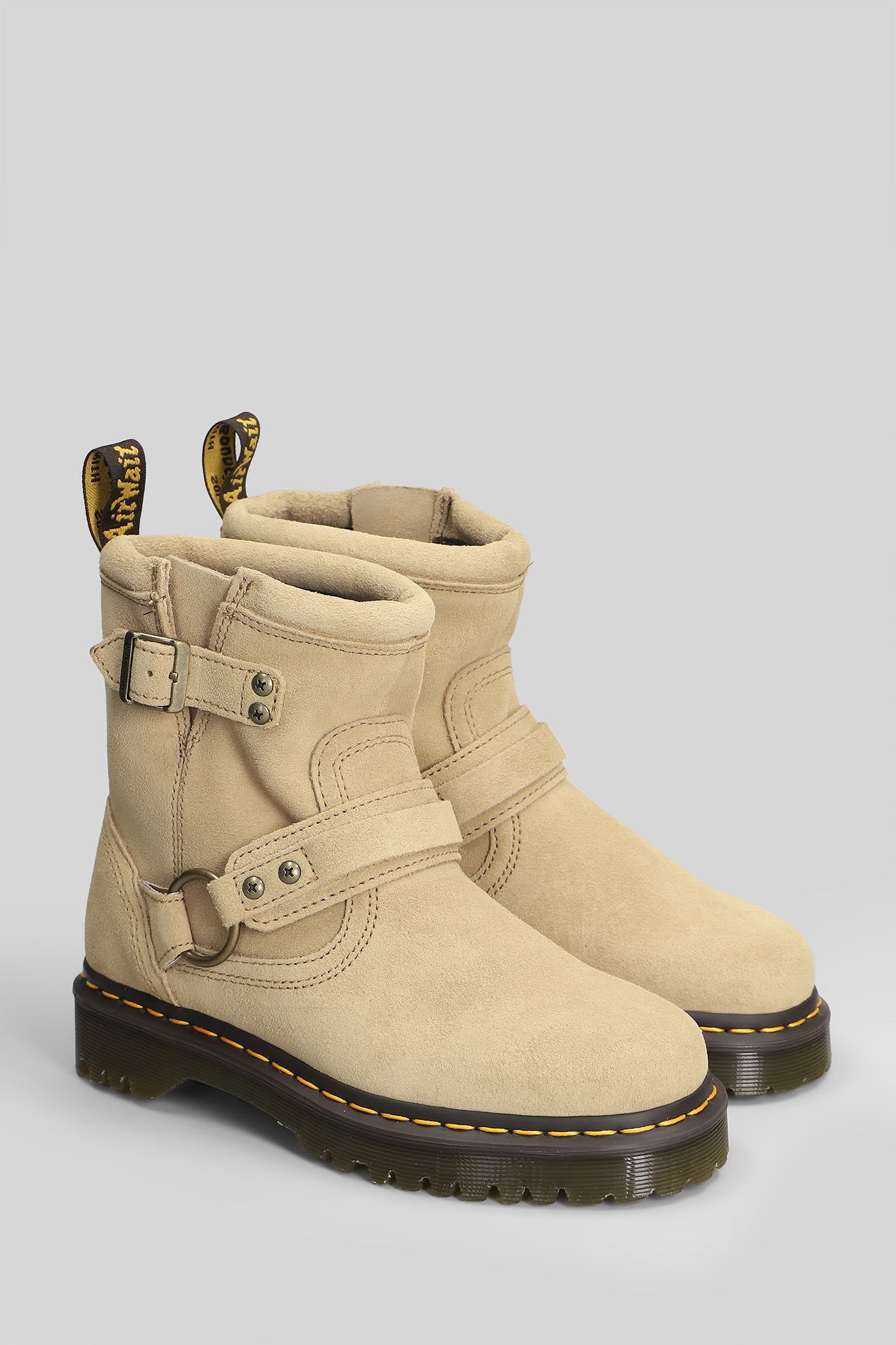 Dr. Martens Anistone Hrns Low Heels Ankle Boots In Beige Suede In Neutral