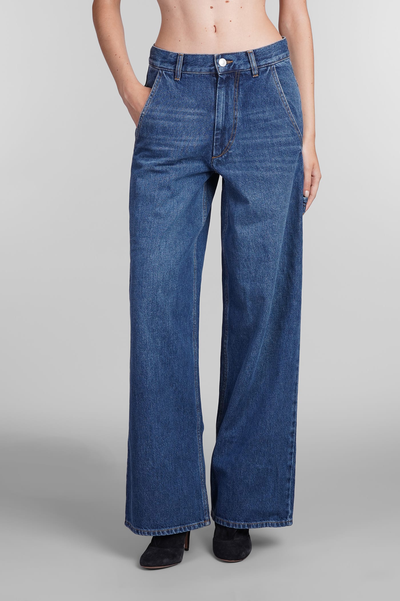 Shop Marant Etoile Solene Jeans In Blue Cotton