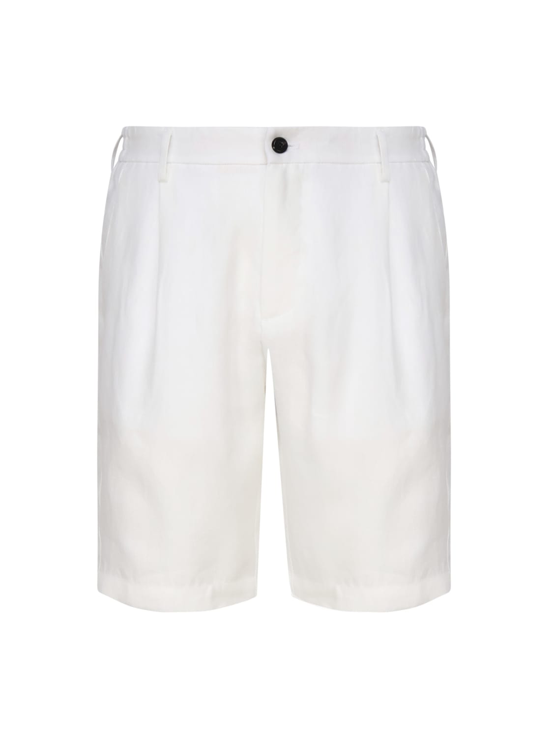 Shop Eleventy Linen Bermuda Shorts In White