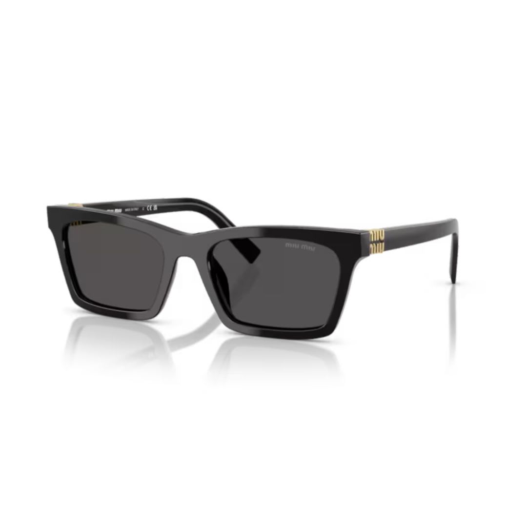 Miu Miu Angular Black Sunglasses With Rectangular Lenses In 16k08z