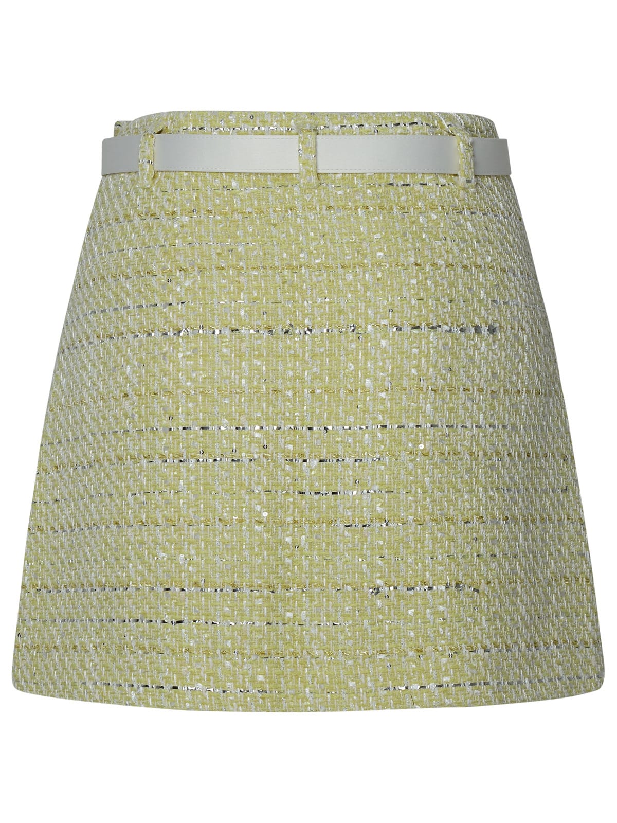 Shop Self-portrait Bouclè Miniskirt In Yellow Polyester Blend