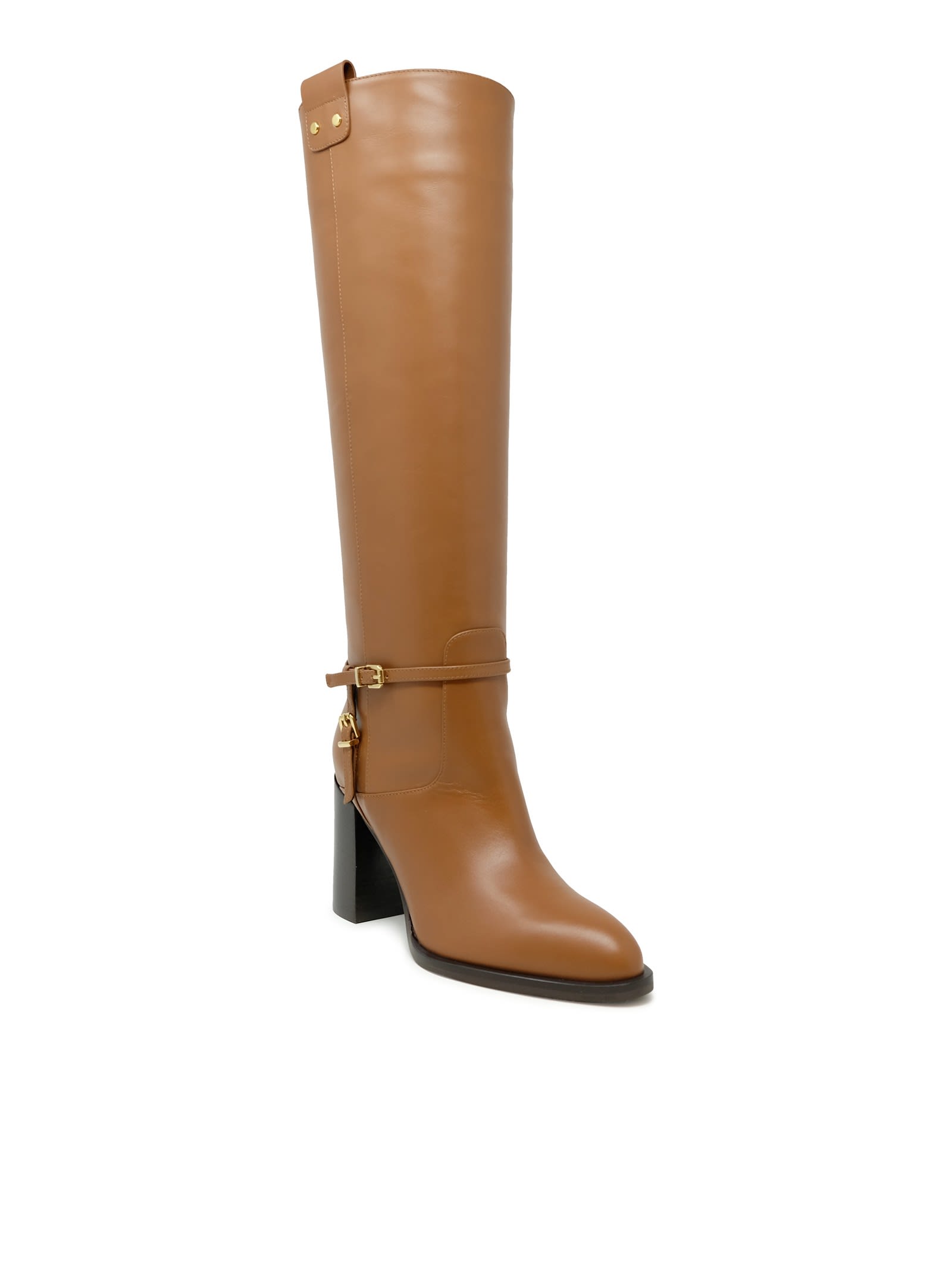 LELLA BALDI LELLA BALDI CAMEL LEATHER BOOTS 