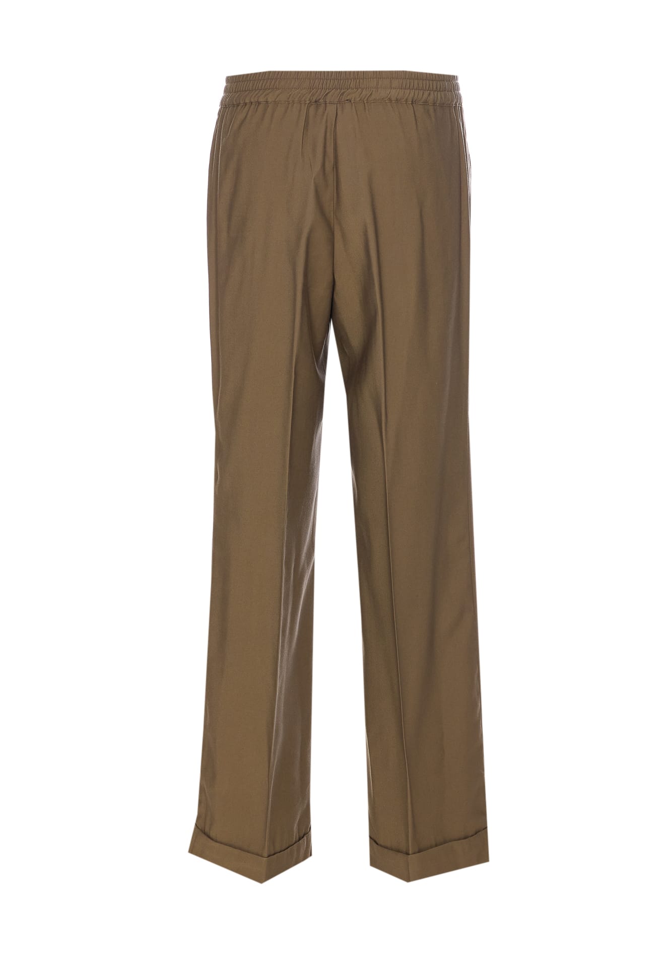 Liu •jo Flared Trousers With Button Detail And Elasticized Waist In Green