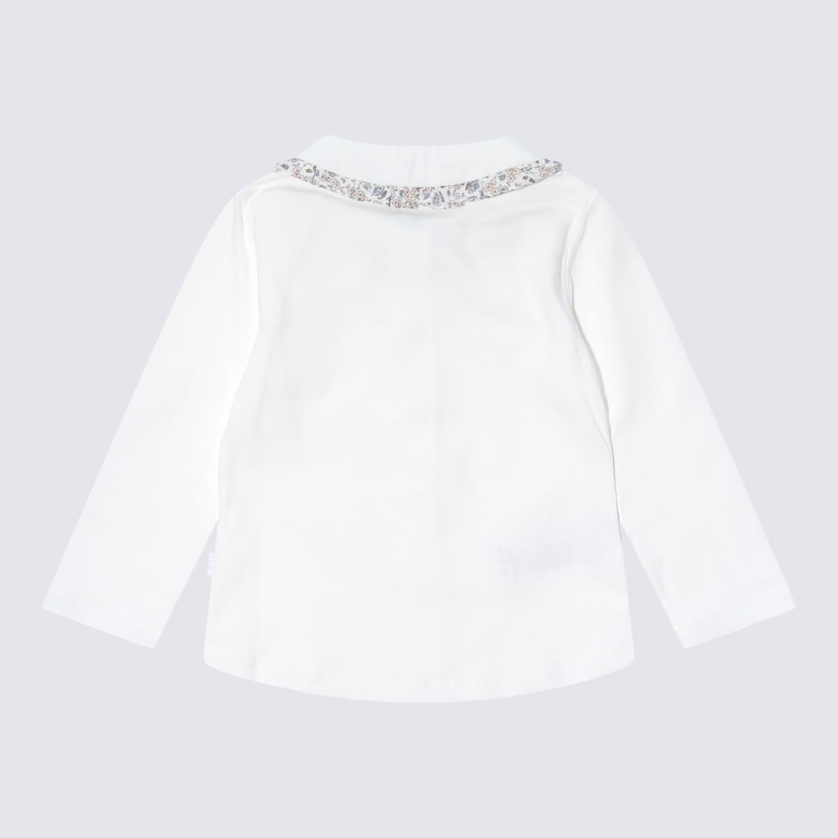 Il Gufo Babies' White Cotton Shirt In Latte/mirtillo