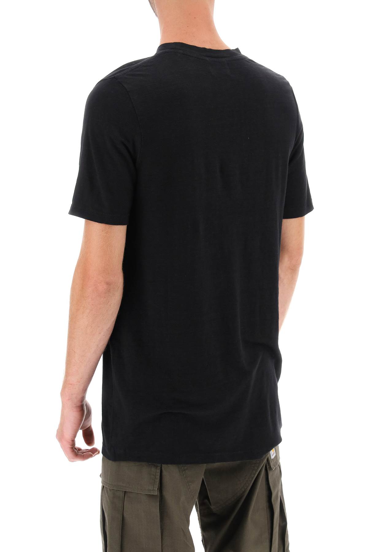 Isabel Marant Linen T-shirt With Iconic Logo Design And Finish In Black