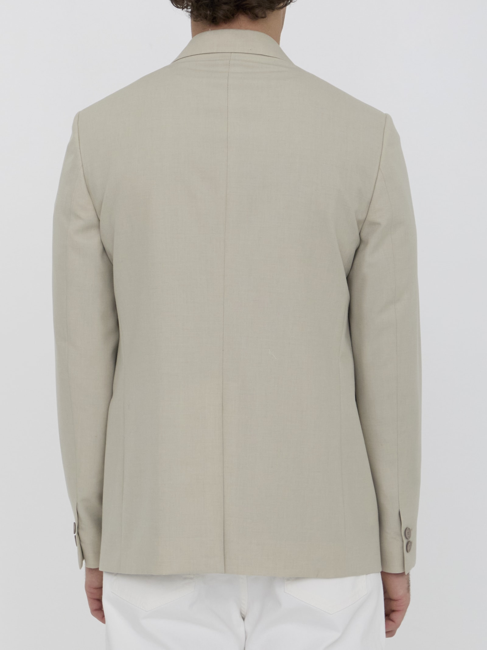 Shop Fendi Wool Jacket In Beige