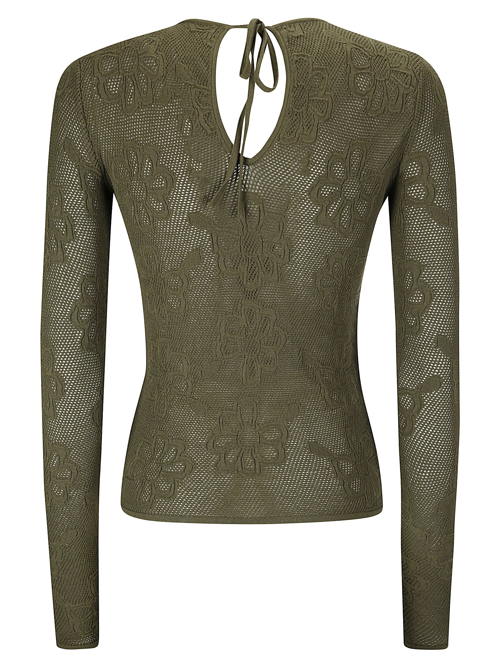 Shop Cecilie Bahnsen Olani Top Mesh Floral Jacquard Olive