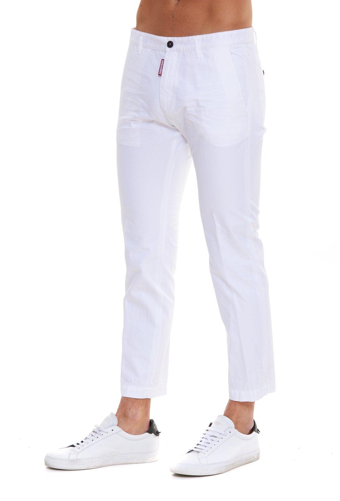 Shop Dsquared2 Logo Patched Straight Leg Jeans In White