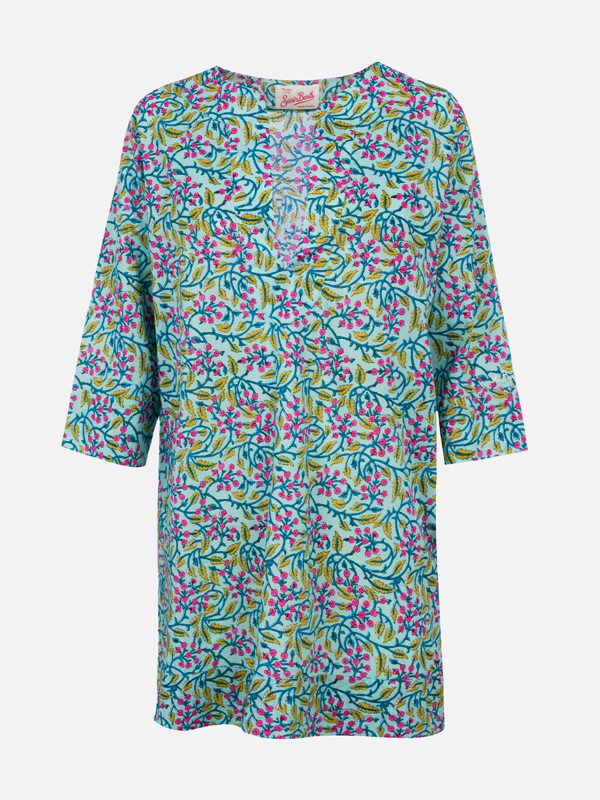 Mc2 Saint Barth Woman Cotton Tunic Dress Macha In Green