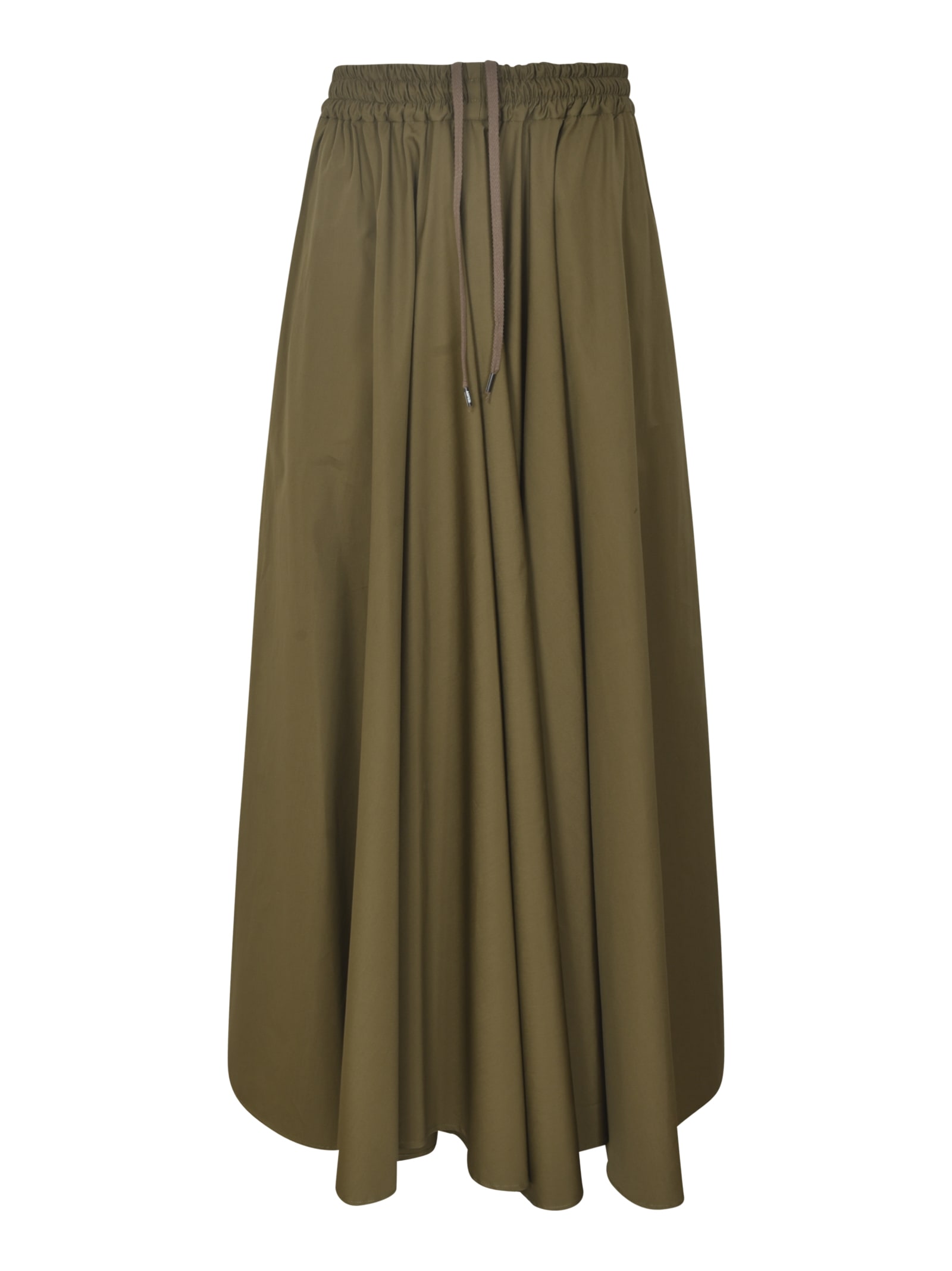 Shop Aspesi Elastic Drawstring Waist Plain Skirt In Military