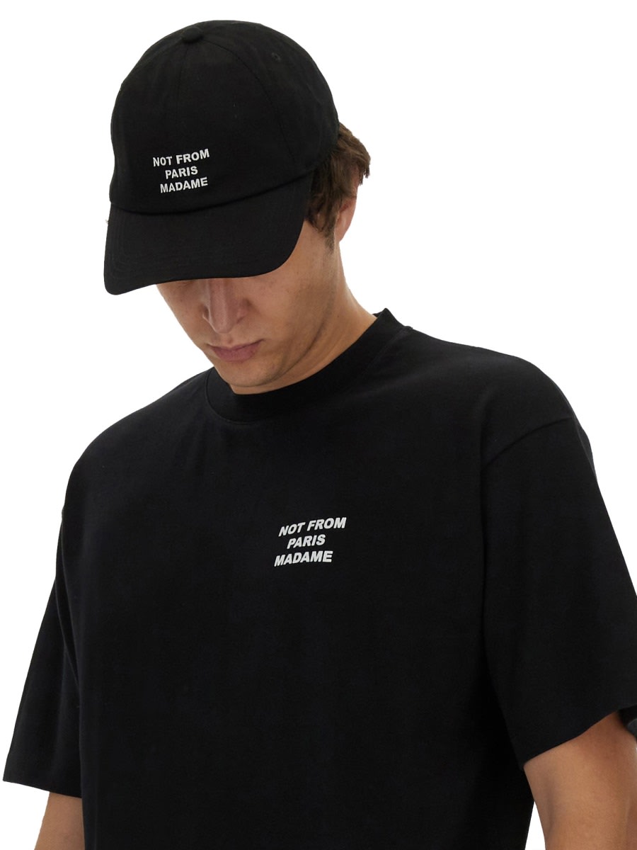 Drôle De Monsieur Black Crewneck T-shirt With Slogan Print On The Front And Back In Black