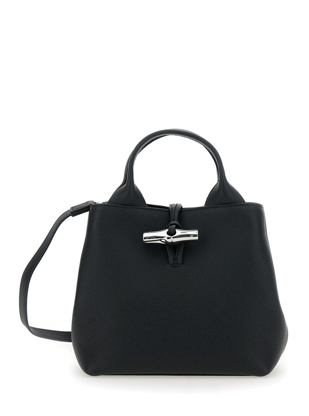 Shop Longchamp Le Roseau S Top Handle Bag In Black