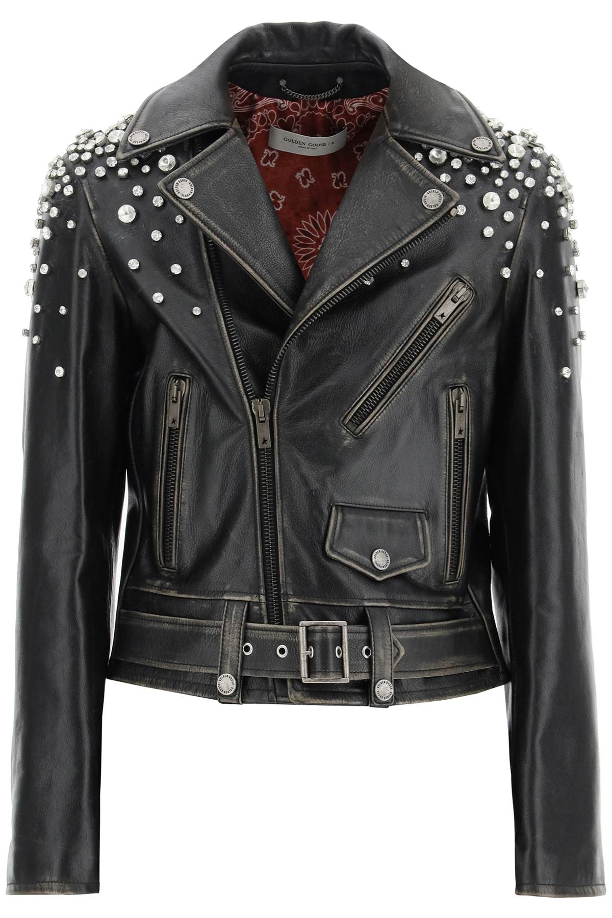 Golden Goose destiny Leather Biker Jacket With Crystals