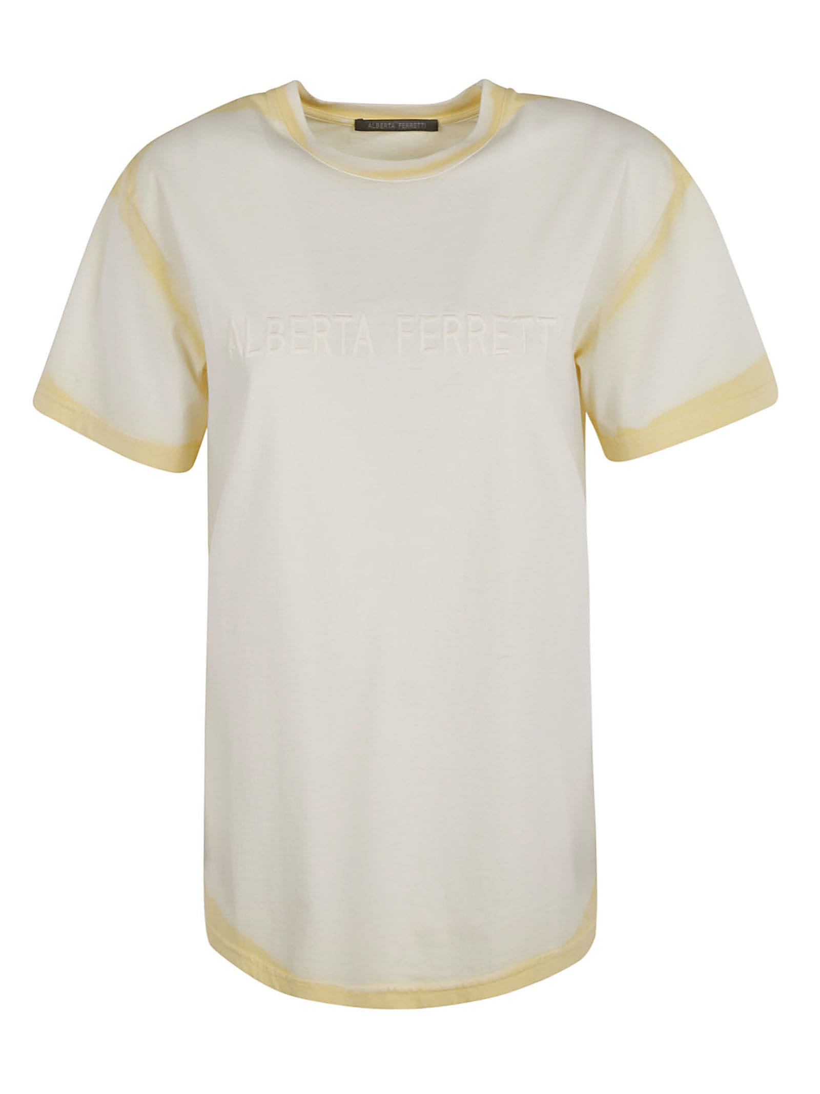 Alberta Ferretti Embroidered Logo T-shirt In Beige/yellow