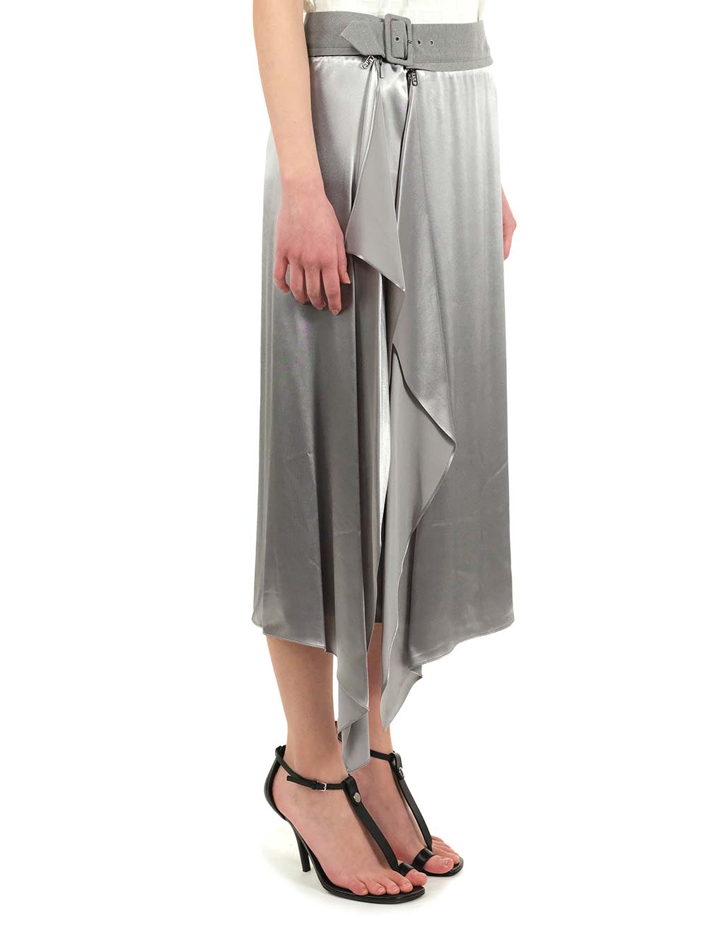Fendi Asymmetrical Grey Skirt With Draped Detail In Rtu Grey