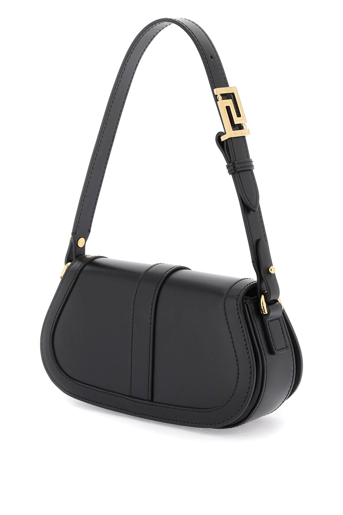 Shop Versace Greca Goddess Mini Shoulder Bag In Black  Gold (black)