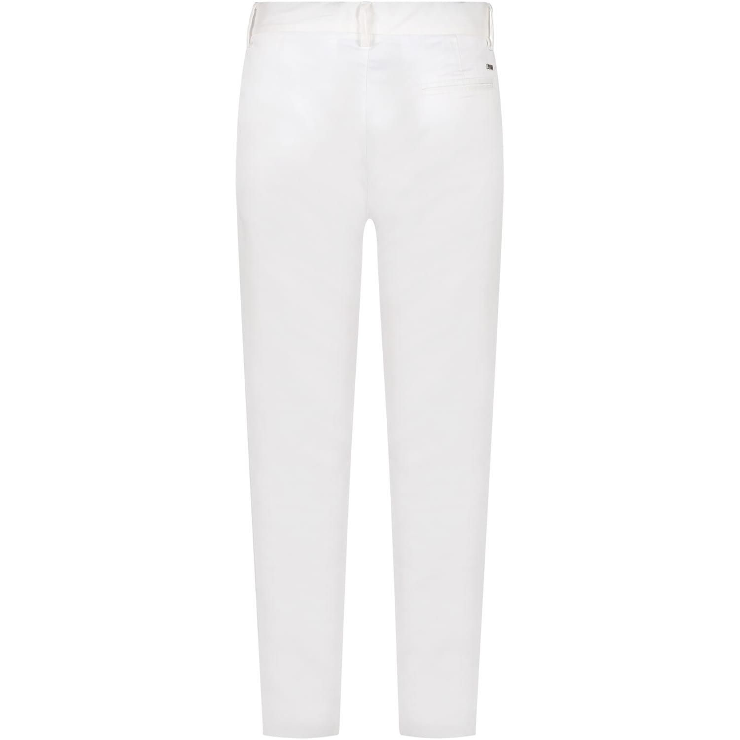 Shop Armani Collezioni White Trousers For Boy With Logo