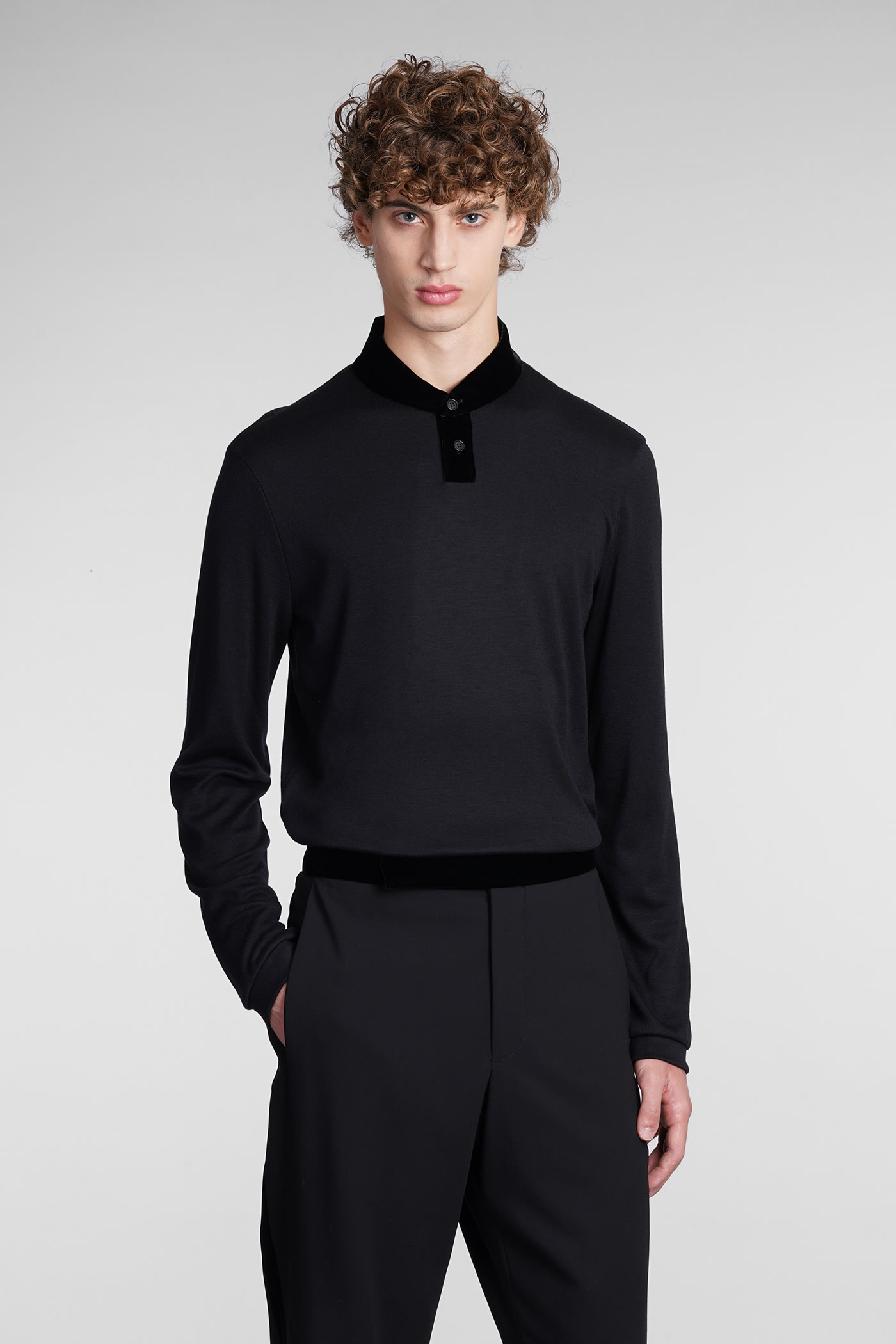 Giorgio Armani Polo In Black Cashmere