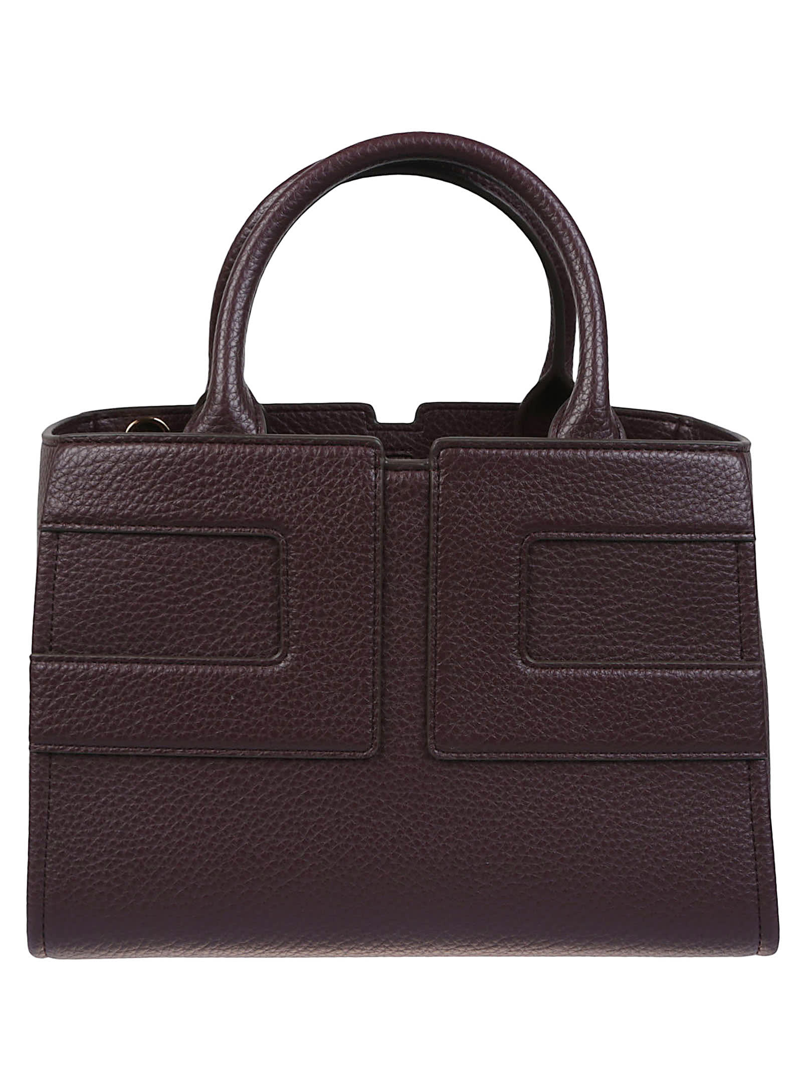 Elisabetta Franchi Leather Textured Shoulder Bag With 2 Handles In Red
