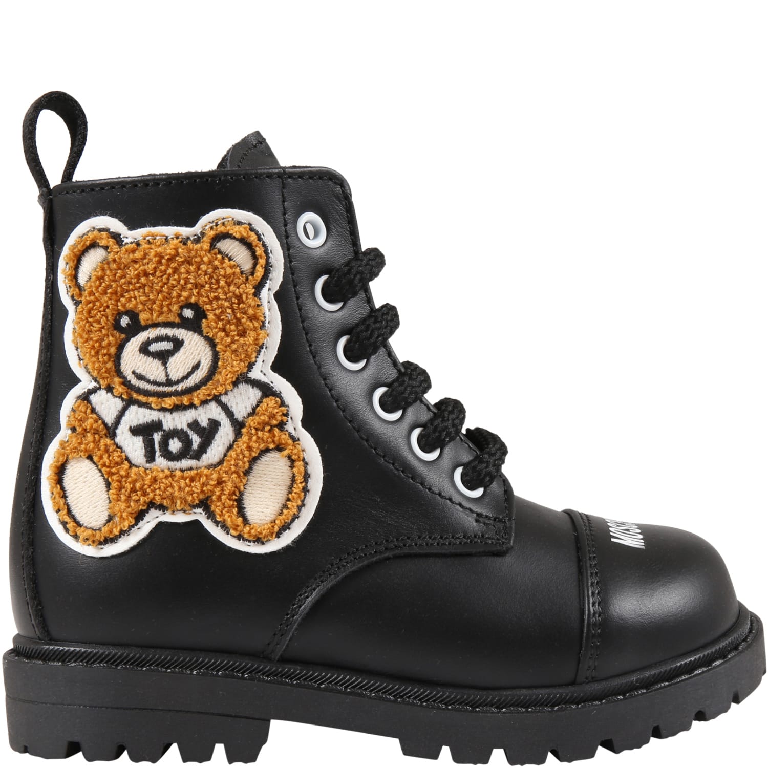 Moschino Black Boots For Girl With Teddy Bear