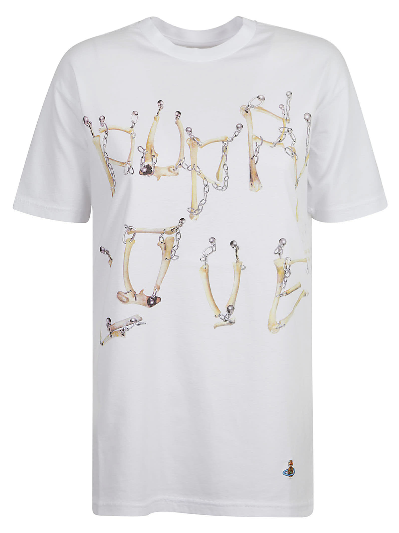 Shop Vivienne Westwood Bones N Chain Classic T-shirt In White