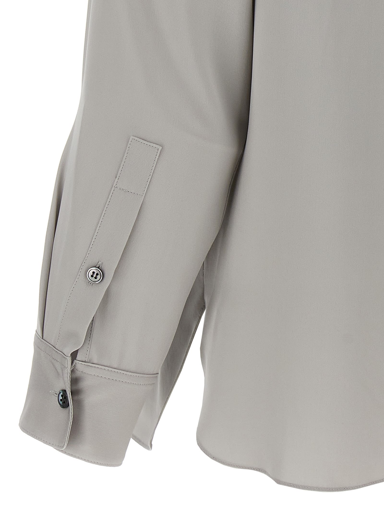 Theory Straight Shirt With Buttoned Cuffs And Pleated Back In Gray