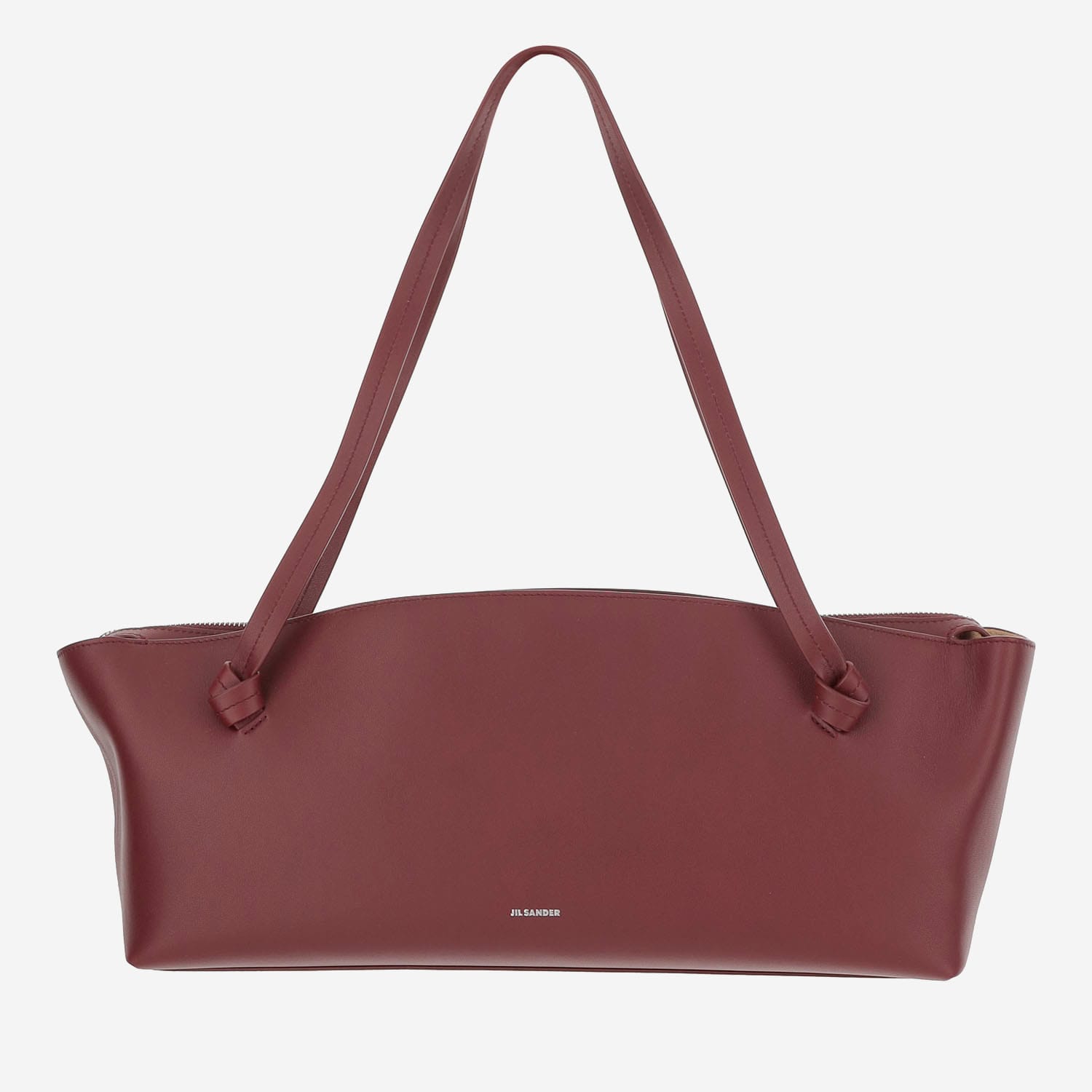 Jil Sander Bordeaux Leather Shoulder Bag In Burgundy