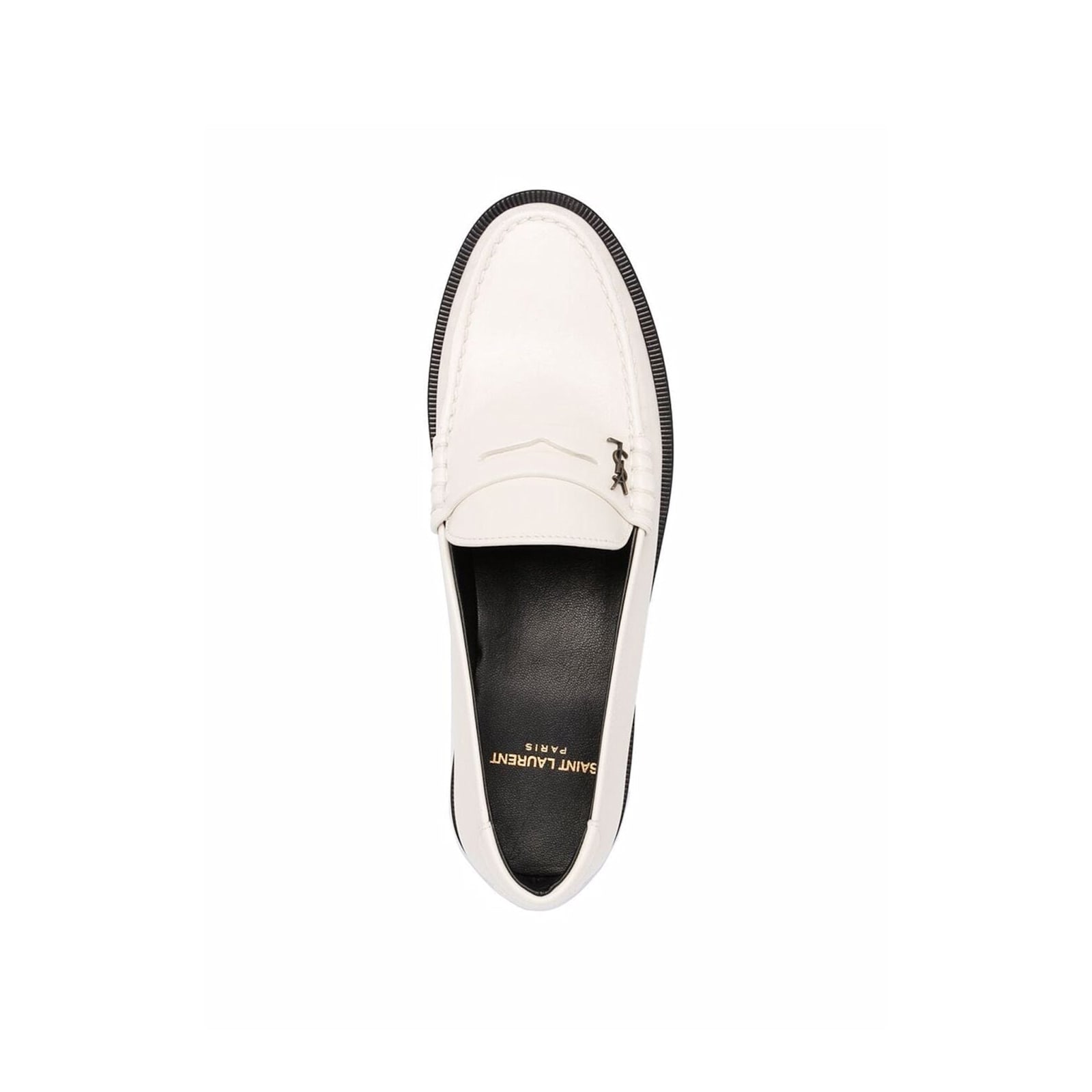 Shop Saint Laurent Leather Loafers In White