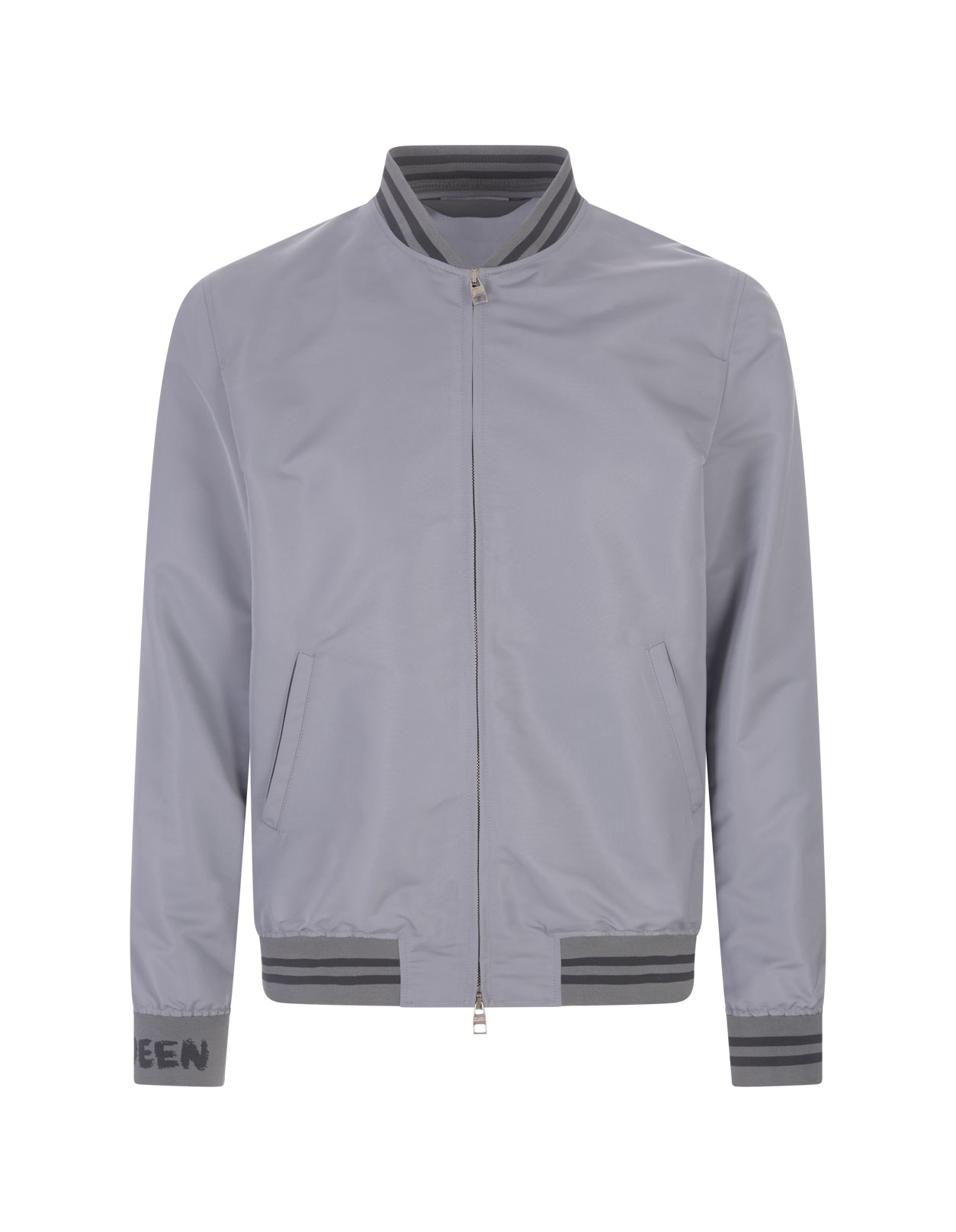 Alexander Mcqueen Sporty Bomber In Dove Grey