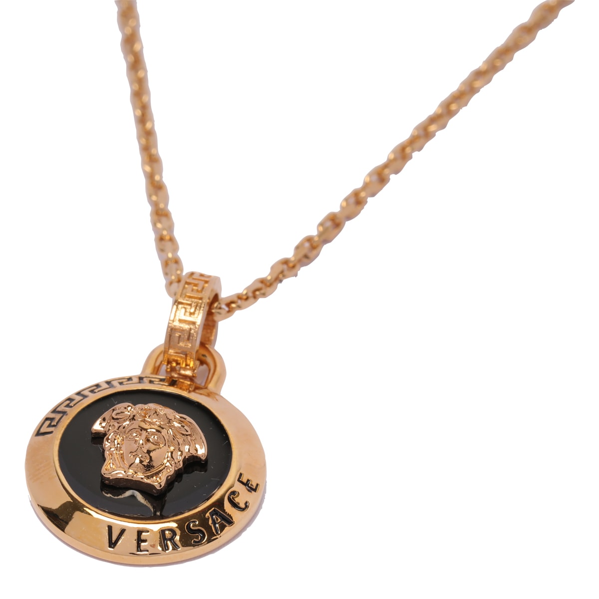 Shop Versace Medusa Enamel Necklace In Golden