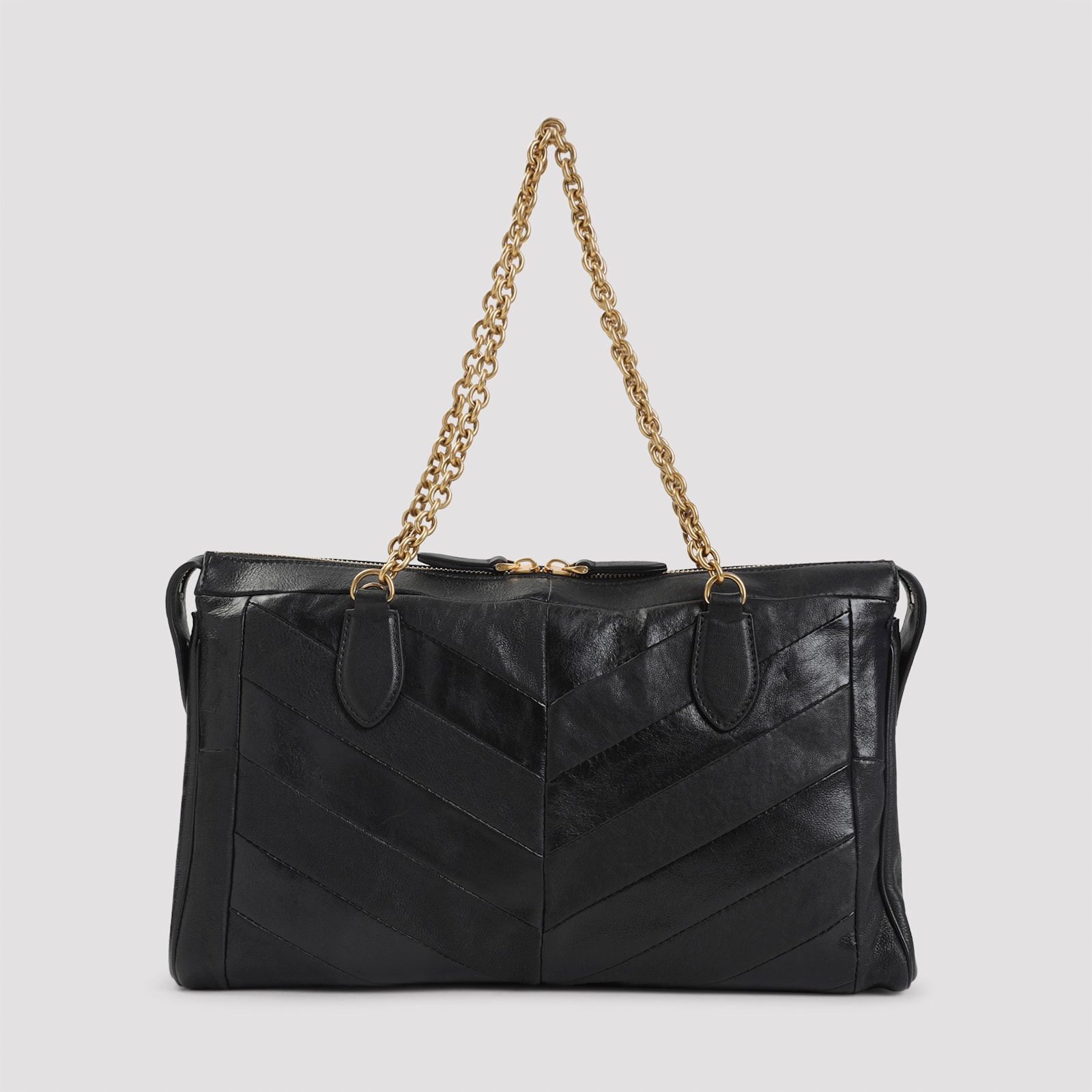 Valentino Panthea Leather Tote Bag In Black