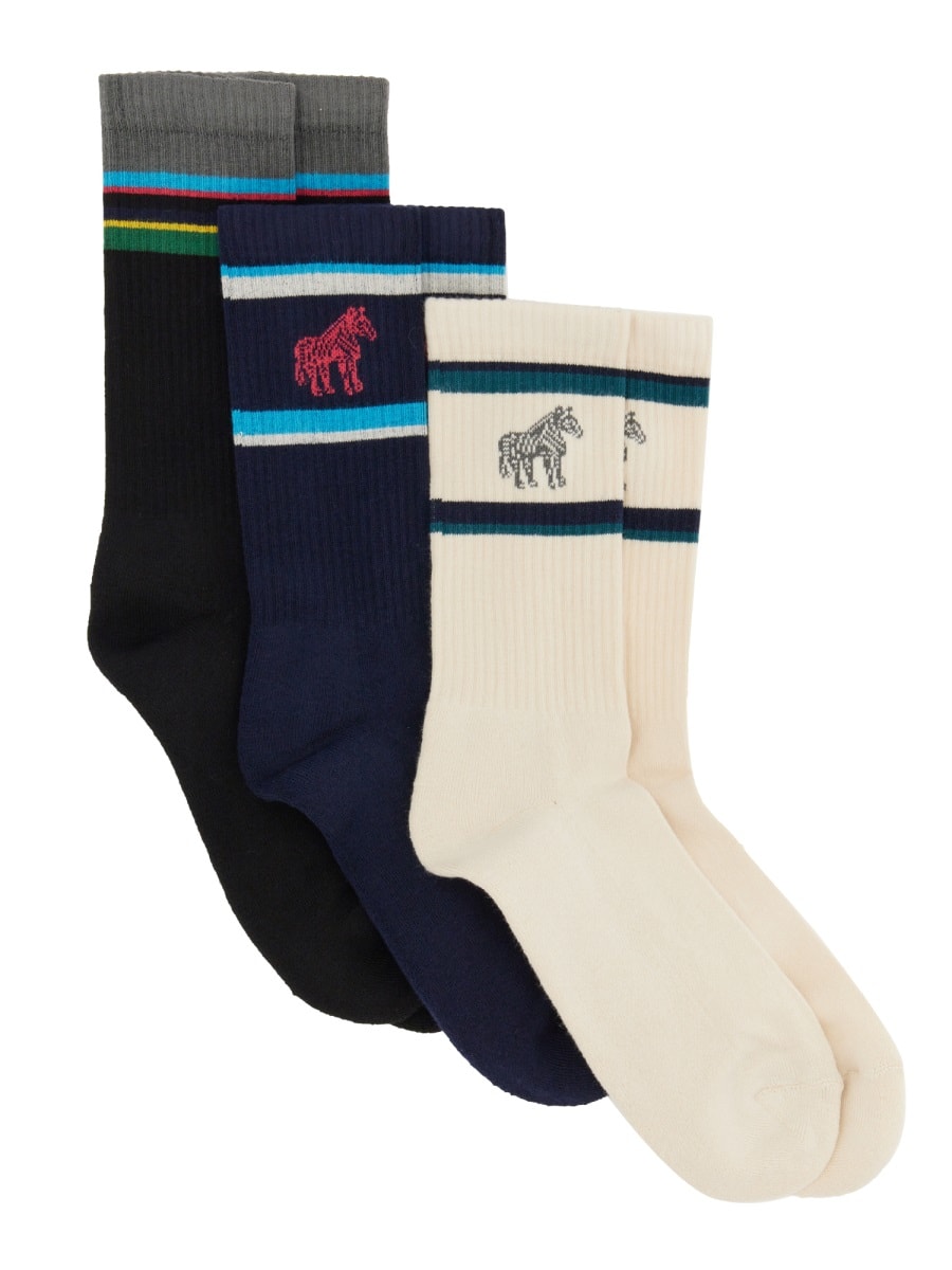 Shop Ps By Paul Smith Set Of Three Socks With Logo In Multicolour